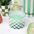 Green Fresh Fig Checked Glass Candle