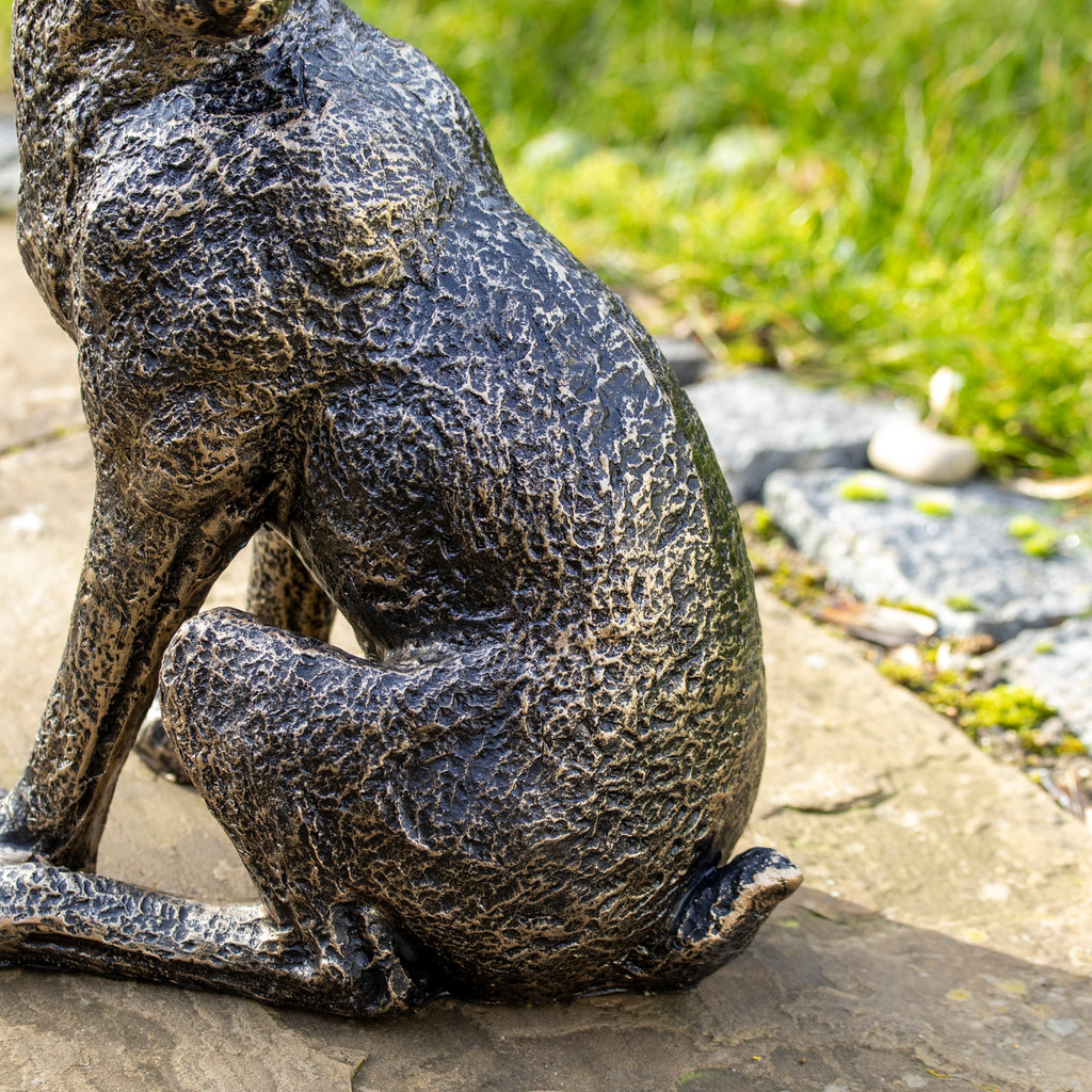 Aged Gold March Hare Garden Ornament - Right Pose