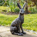Aged Gold March Hare Garden Ornament - Right Pose