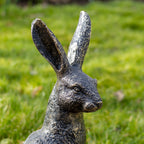 Aged Gold March Hare Garden Ornament - Right Pose