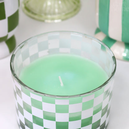 Green Fresh Fig Checked Glass Candle