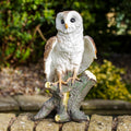 Barn Owl On Wood Perch Garden Ornament