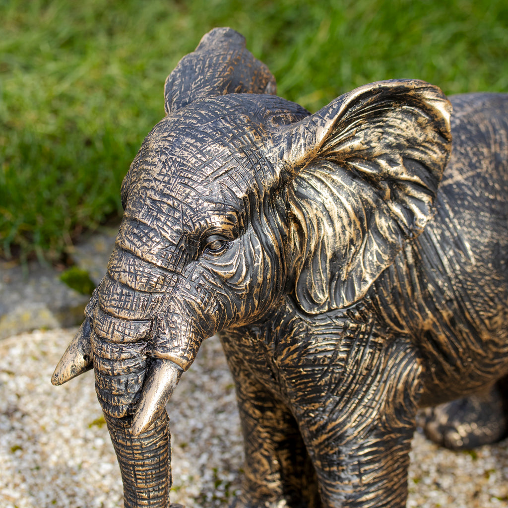 Aged Gold Elephant Garden Sculpture