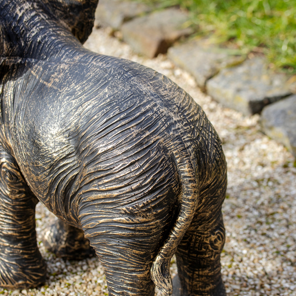 Aged Gold Elephant Garden Sculpture
