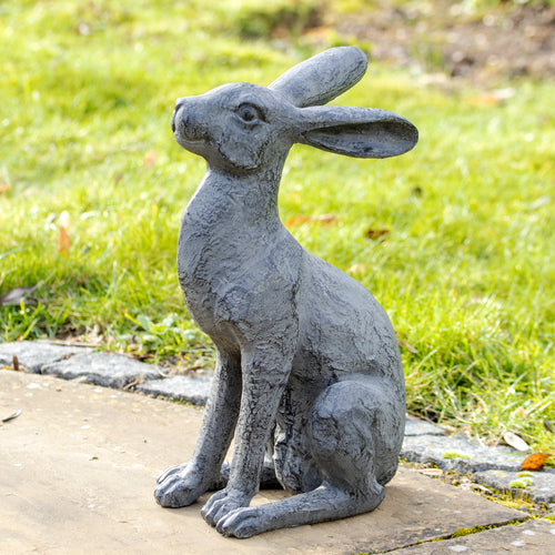 Bronze-Gartenhasen-Ornamente, 2er-Set