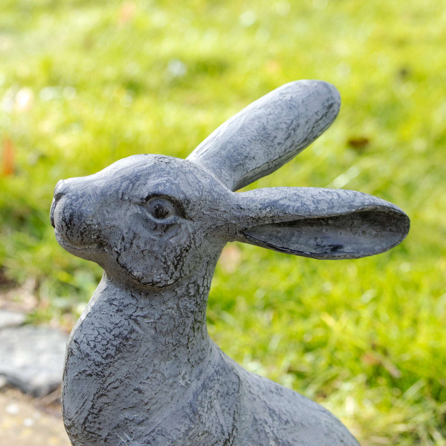 Antique Grey Garden Hare Ornaments Set Of 2