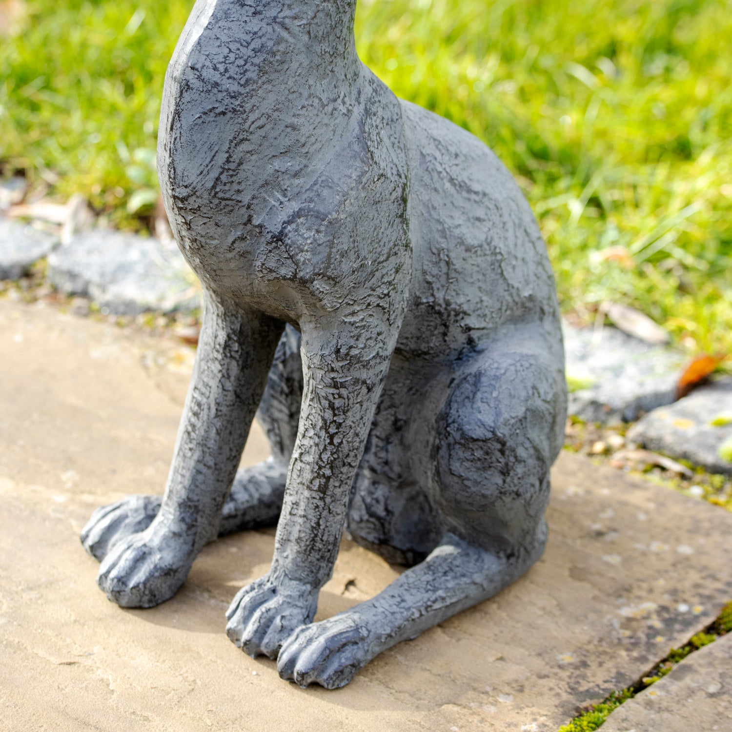 Antique Grey Garden Hare Ornaments Set Of 2