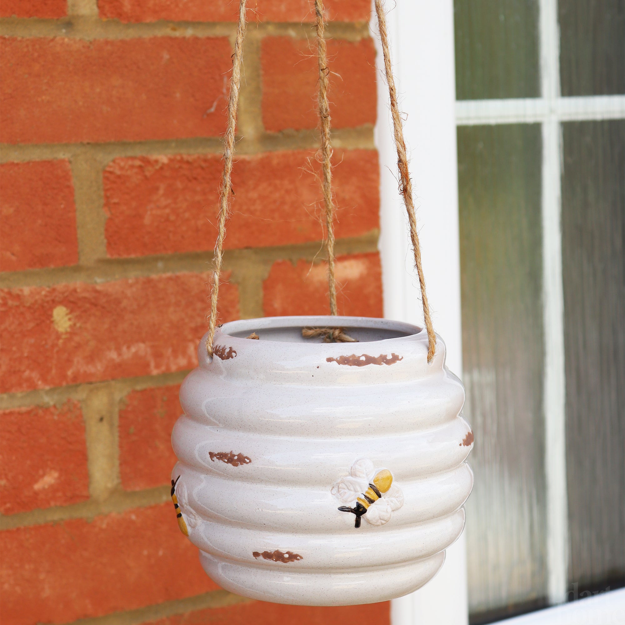 White Beehive Hanging Planter