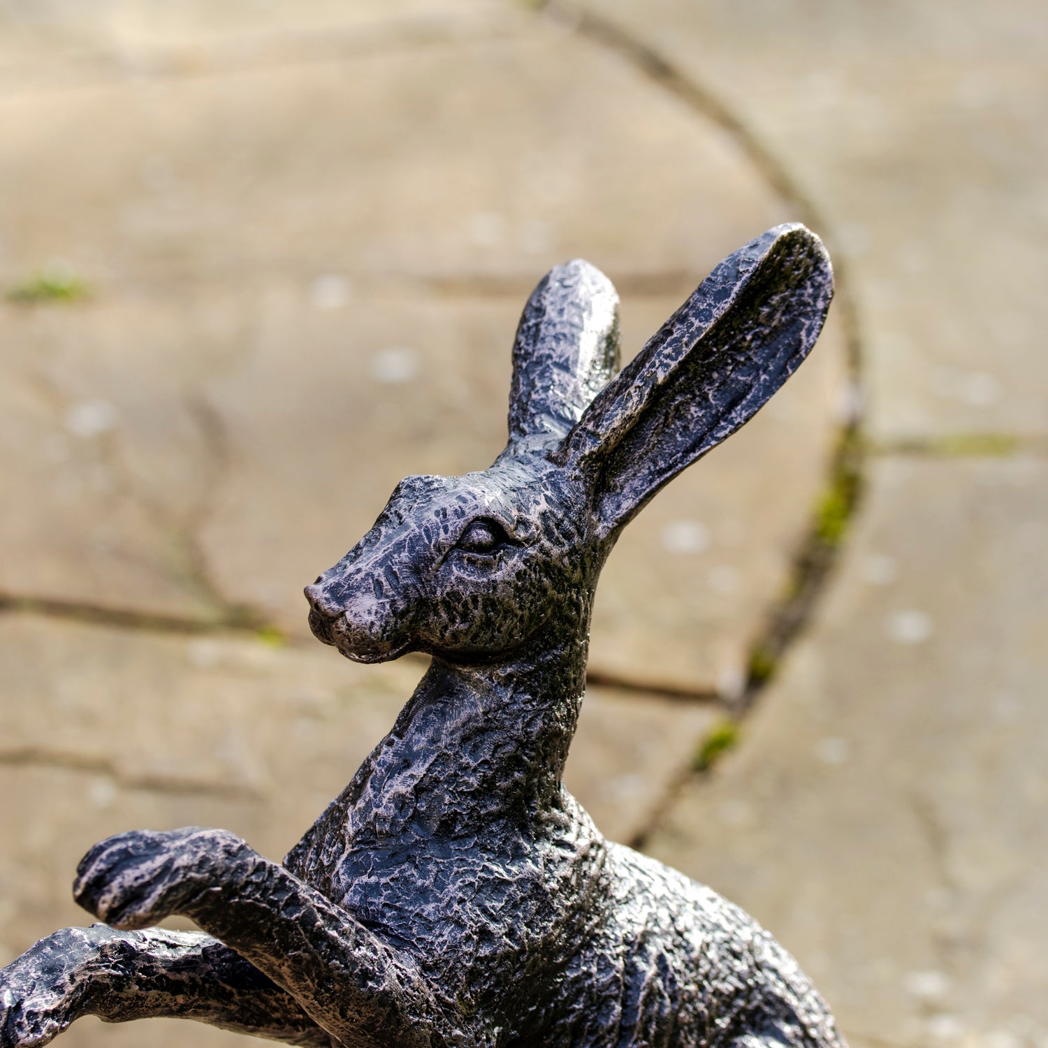 Set Of 2 Bronze Boxing Hare Garden Ornaments