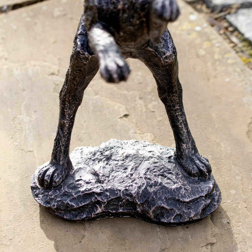 Set Of 2 Bronze Boxing Hare Garden Ornaments