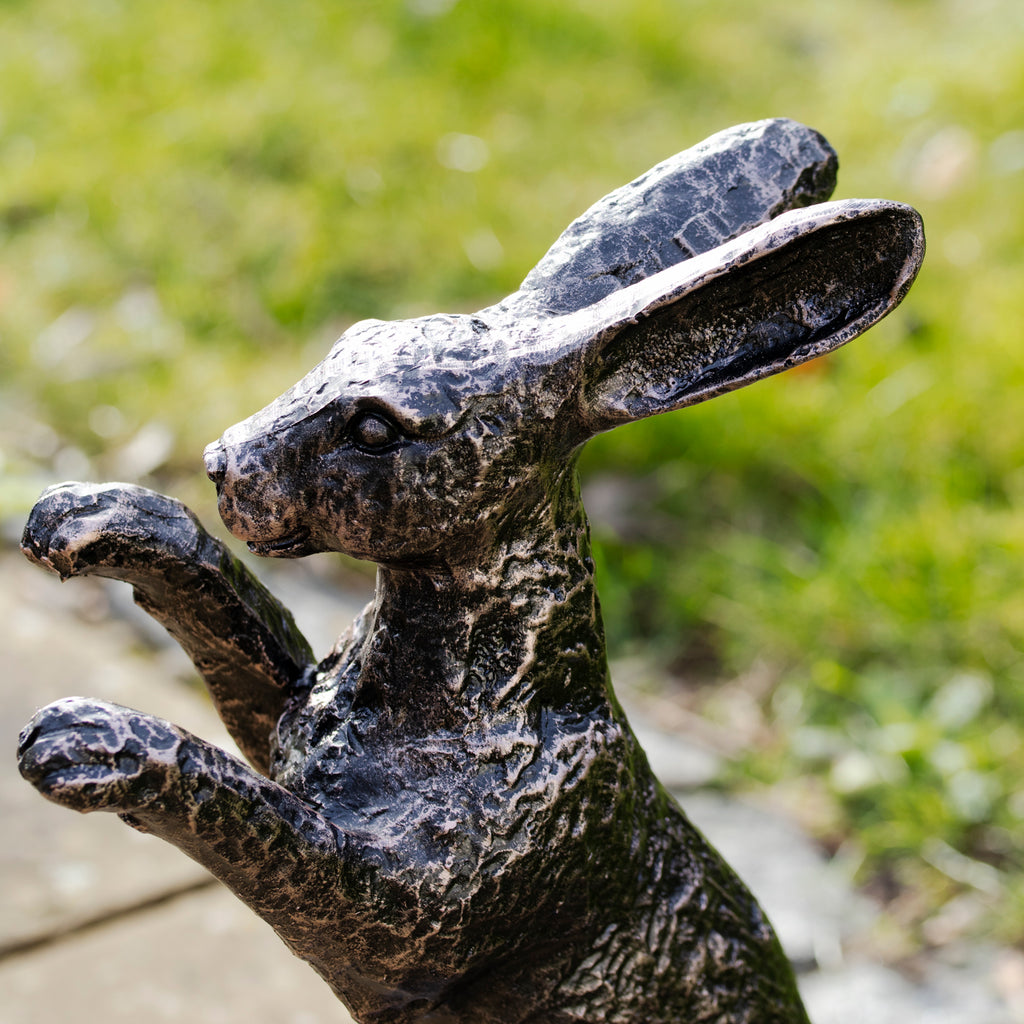 Bronze Boxing Hare Garden Ornament B