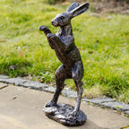 Bronze Boxing Hare Garden Ornament B