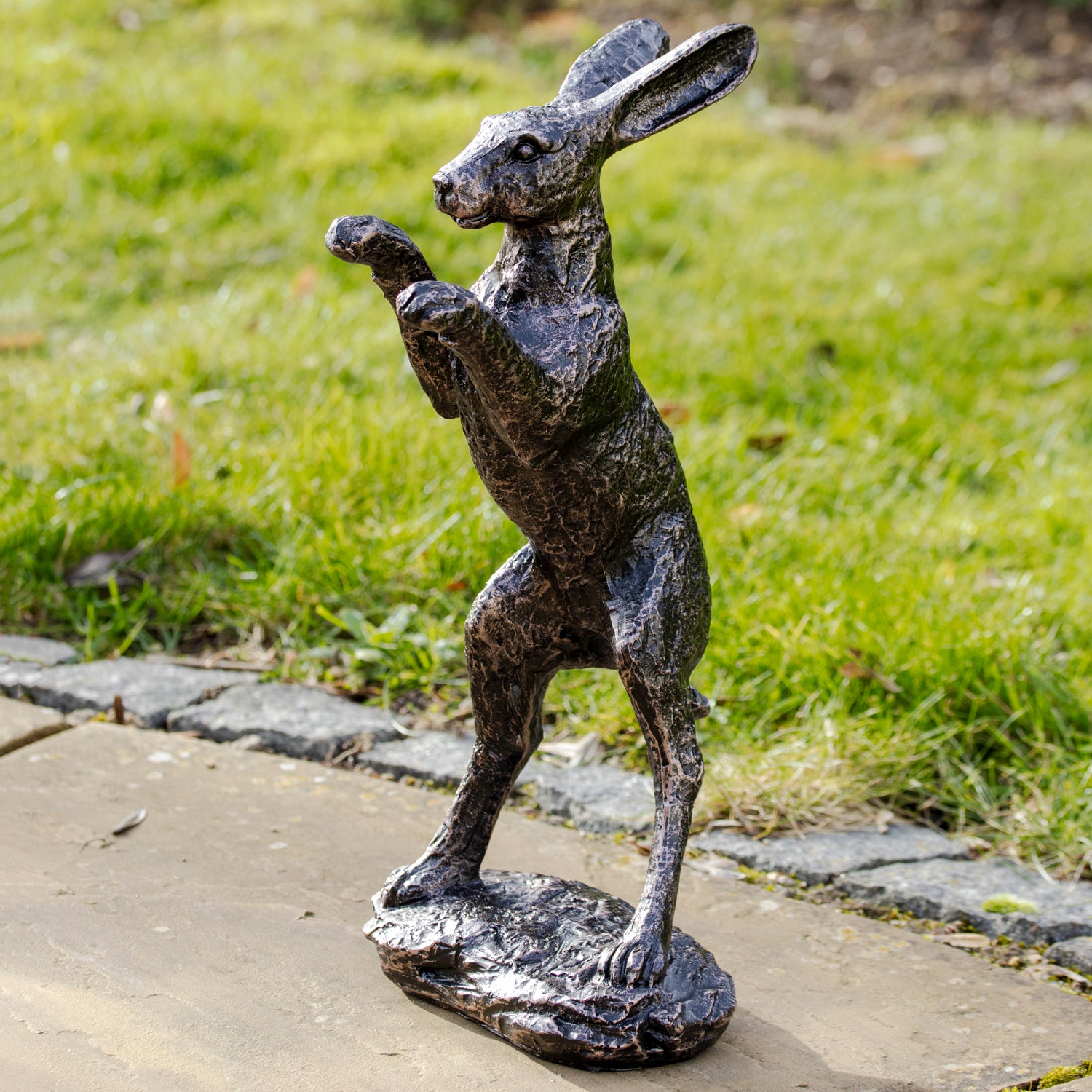 Bronze Boxing Hare Garden Ornament B