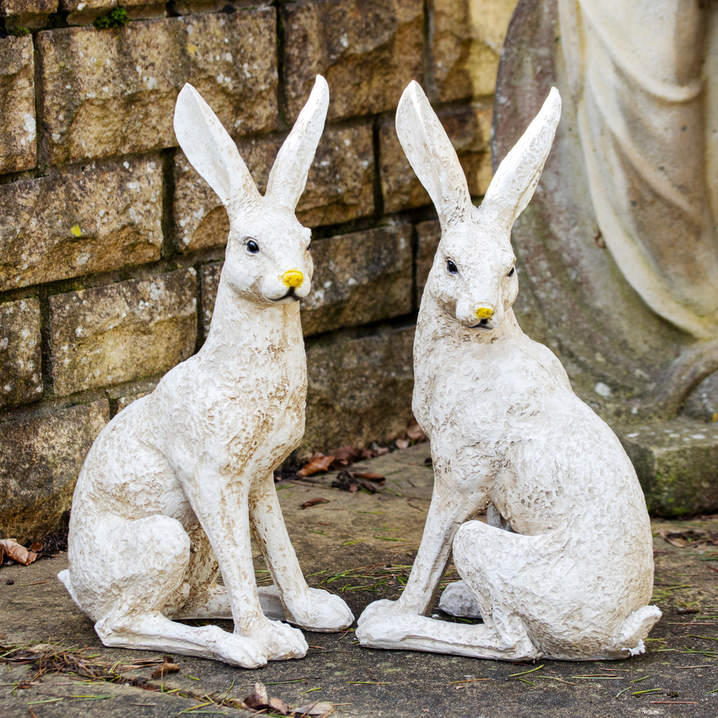 Bronze-Gartenhasen-Ornamente, 2er-Set