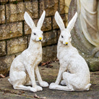 Bronze-Gartenhasen-Ornamente, 2er-Set