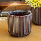 Reactive Glaze Ridged Plant Pot