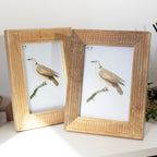 Set Of 2 Ribbed Wood Photo Frames