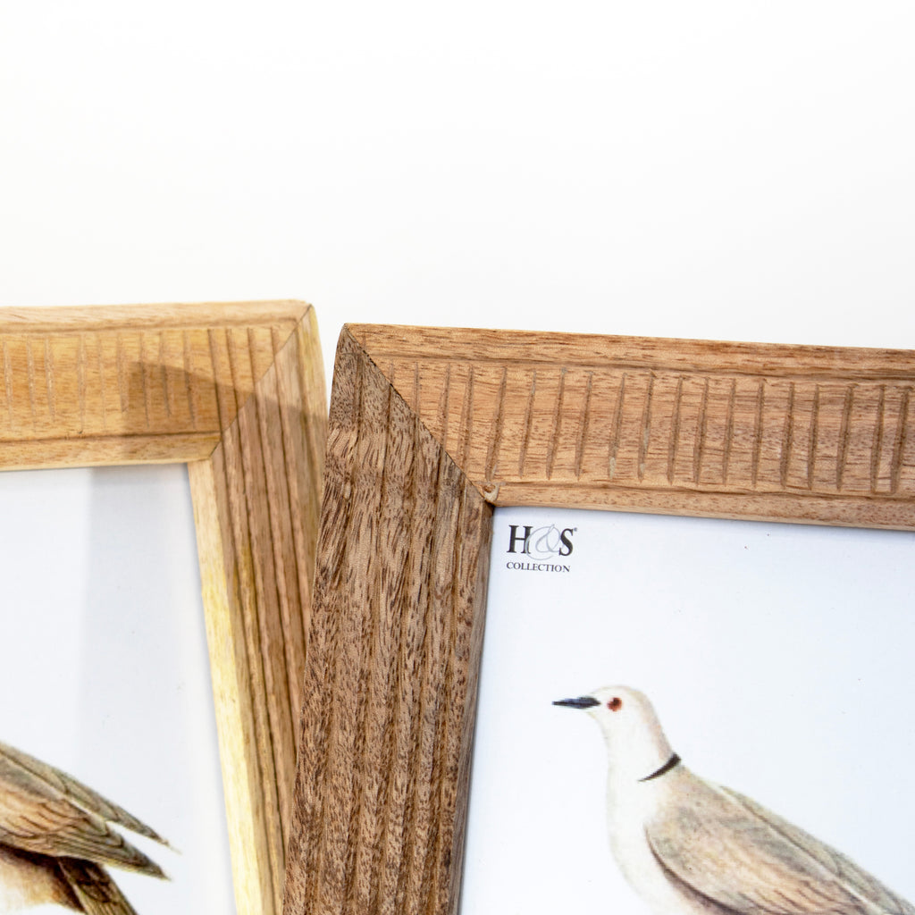 Set Of 2 Ribbed Wood Photo Frames