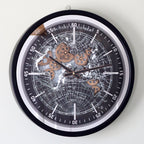 Industrial World Map Cog Wall Clock