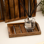 Set Of 3 Dark Wood Handled Serving Trays