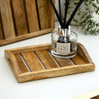 Set Of 3 Light Wood Handled Serving Trays
