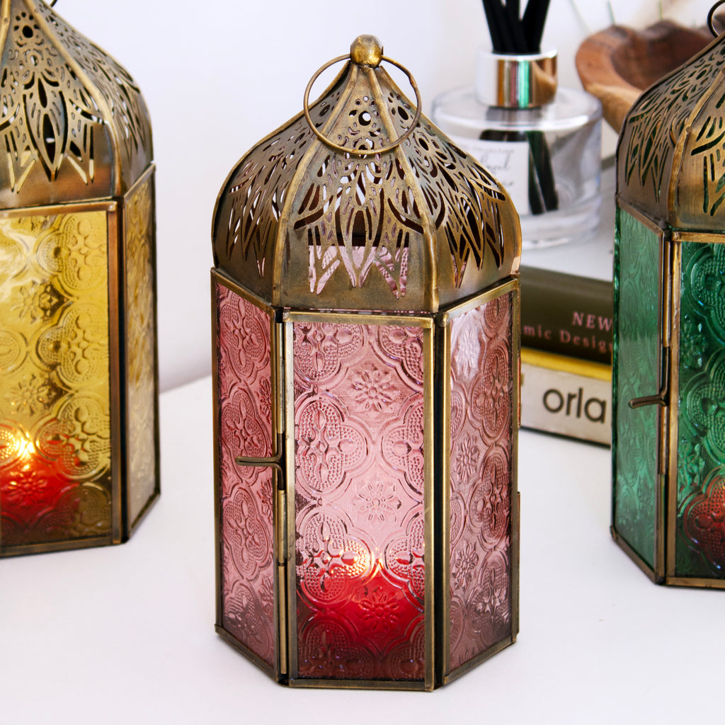 Set Of 4 Multi Glass Morrocan Lanterns