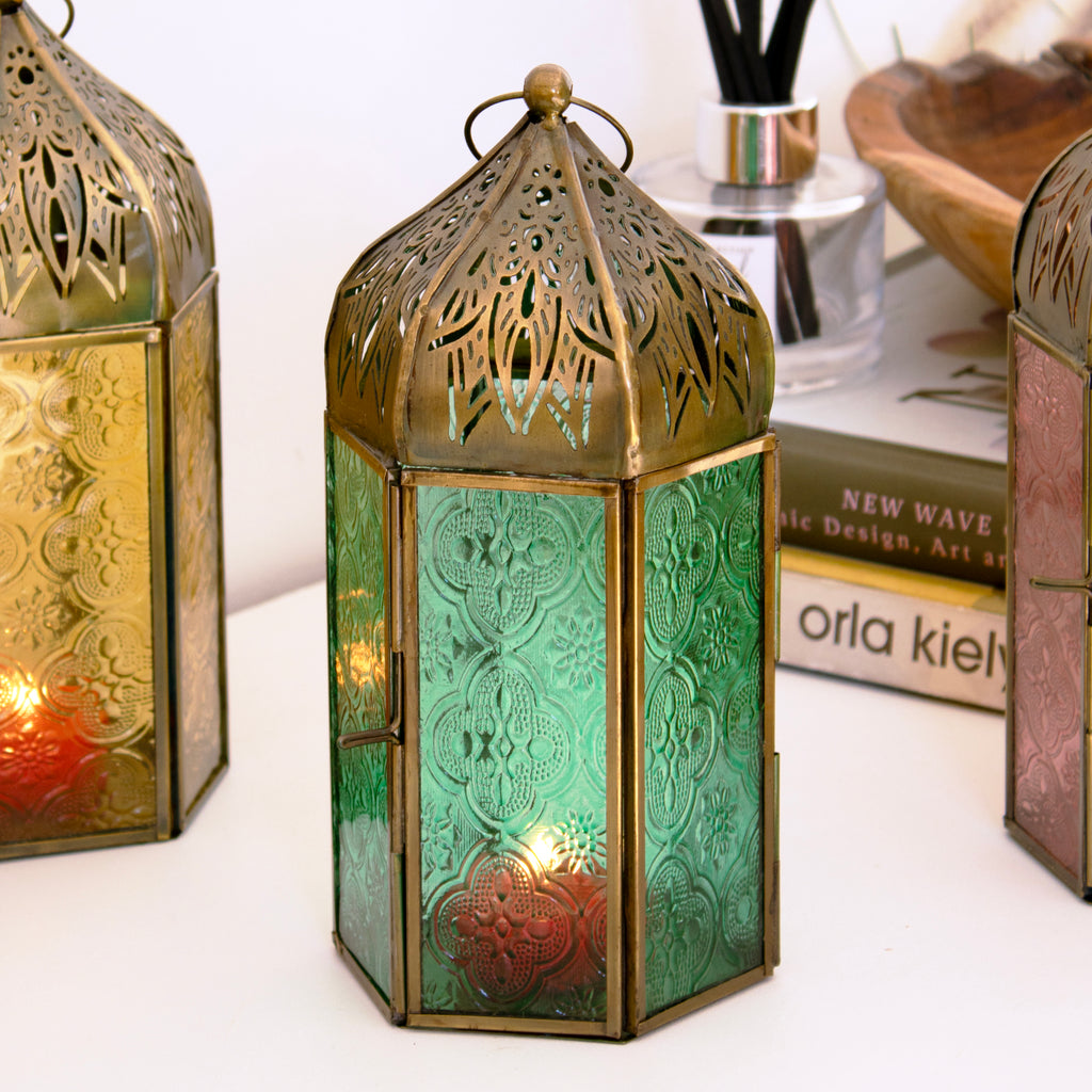 Set Of 4 Multi Glass Morrocan Lanterns