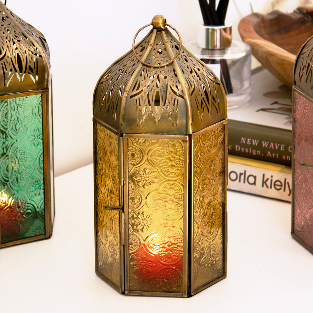 Set Of 4 Multi Glass Morrocan Lanterns
