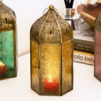Set Of 4 Multi Glass Morrocan Lanterns