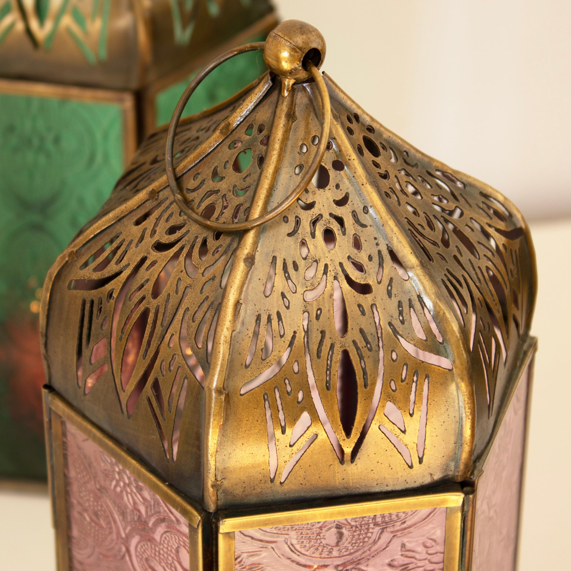 Set Of 4 Multi Glass Morrocan Lanterns