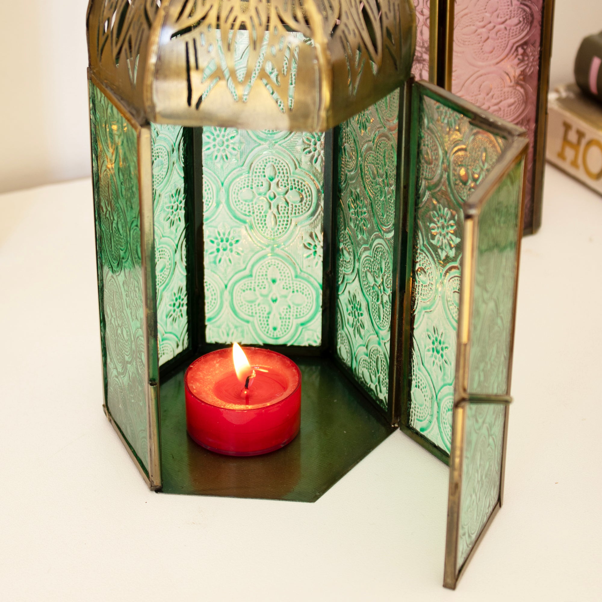 Set Of 4 Multi Glass Morrocan Lanterns