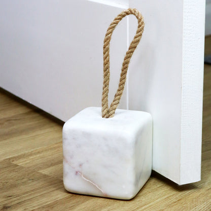 White Marble Block Doorstop