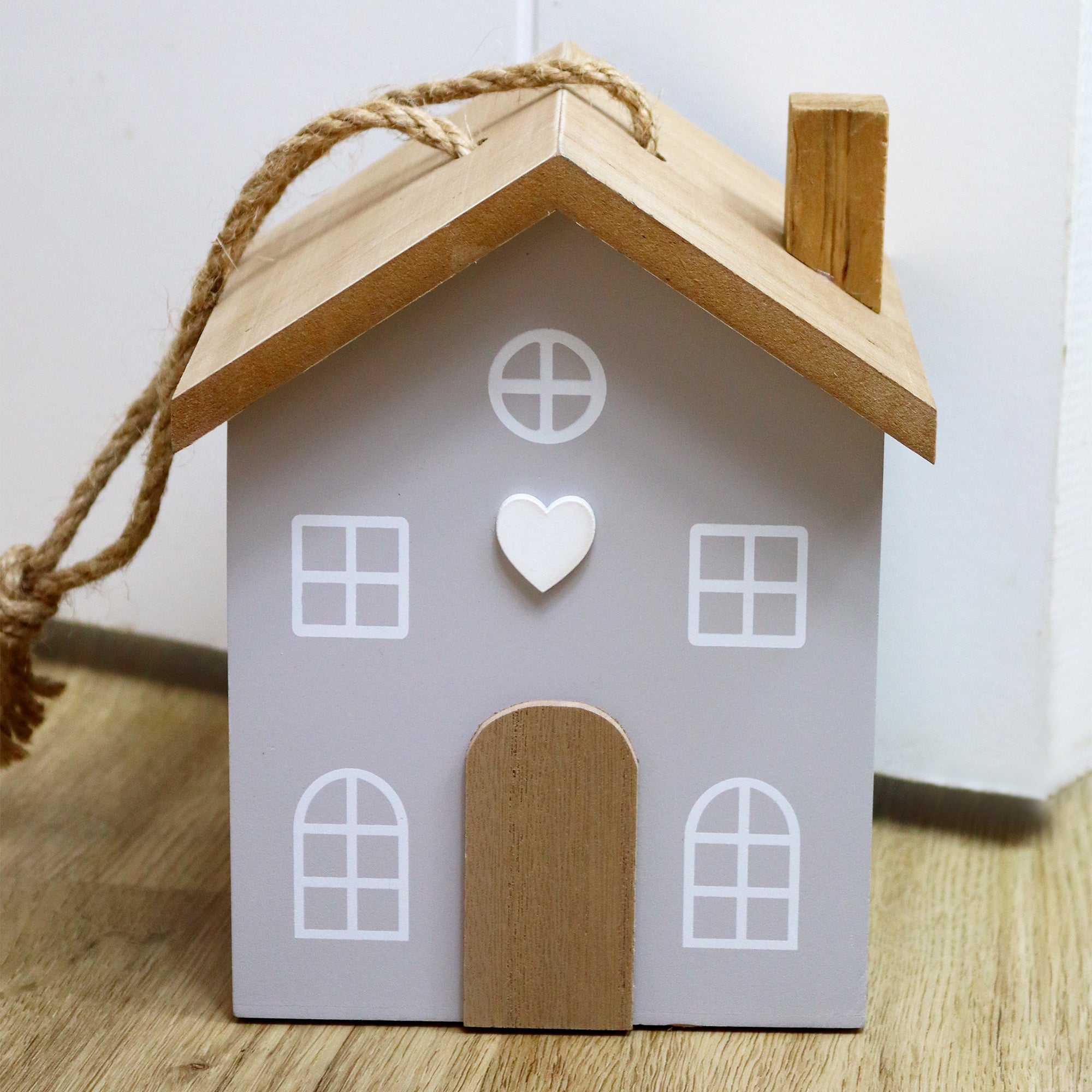 Grey Wooden Block House Doorstop