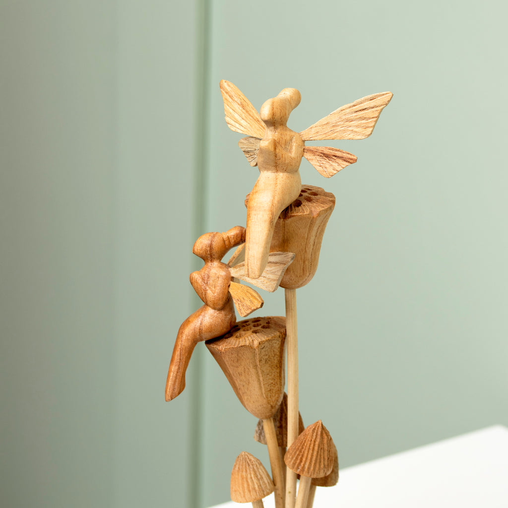 Teak Root Flower Fairies Sculpture