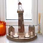 Rustic Lighthouse Double Tea Light Holder