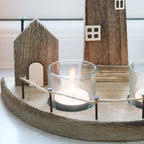 Rustic Lighthouse Double Tea Light Holder