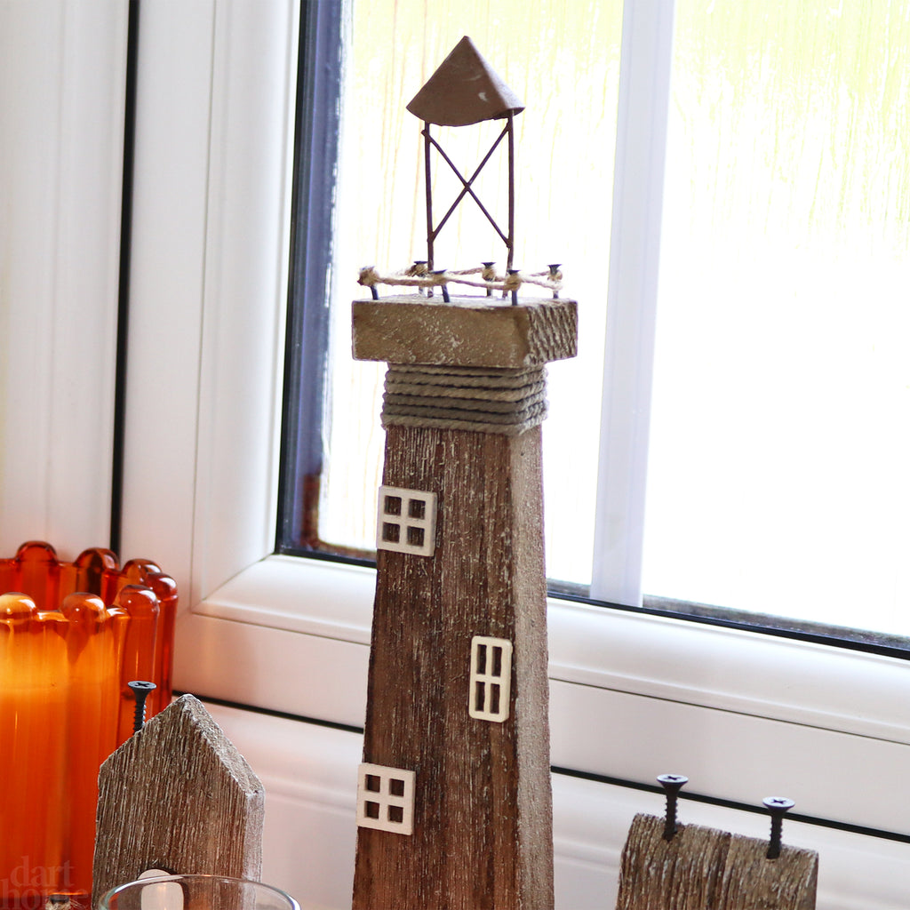 Rustic Lighthouse Double Tea Light Holder