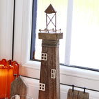 Rustic Lighthouse Double Tea Light Holder