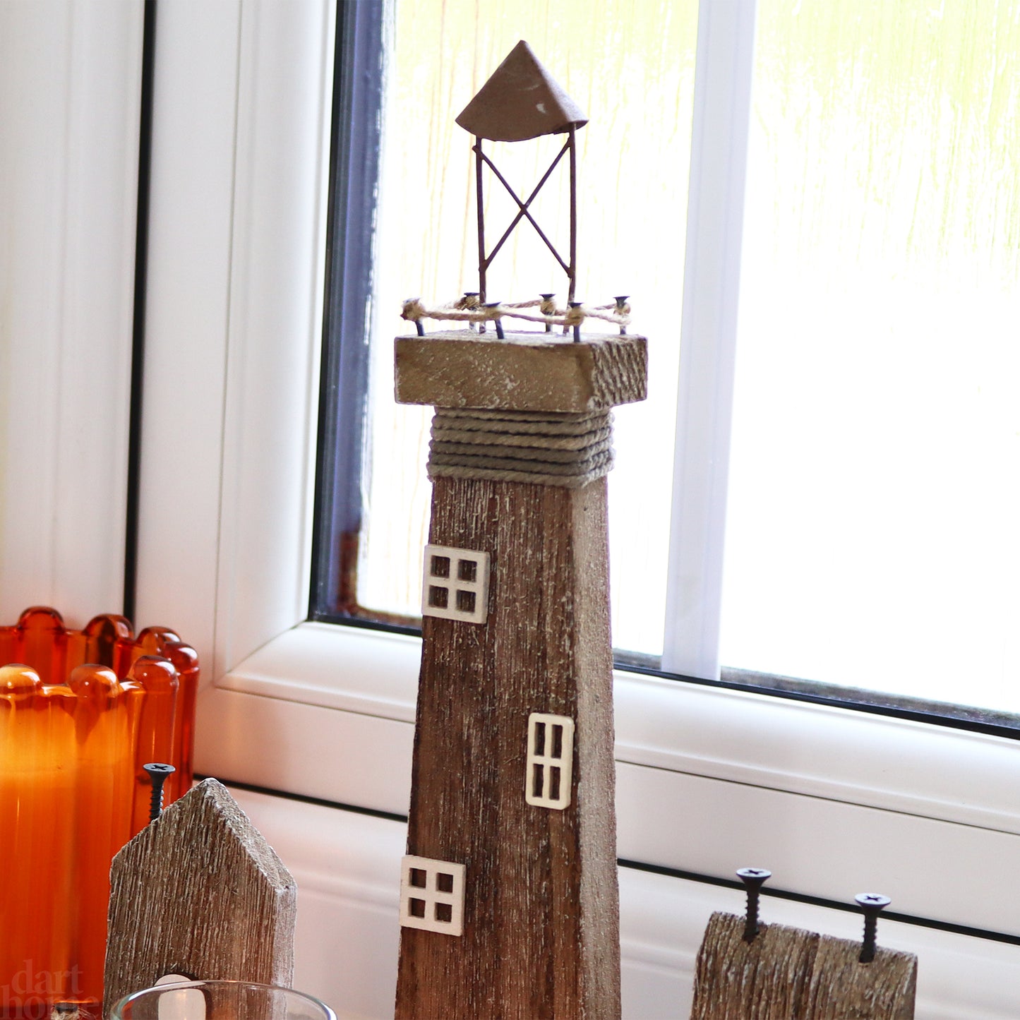 Rustic Lighthouse Double Tea Light Holder