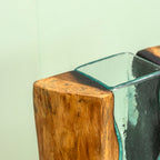 Teak Root & Molten Lava Curved Glass Vase
