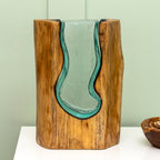 Teak Root & Molten Lava Curved Glass Vase