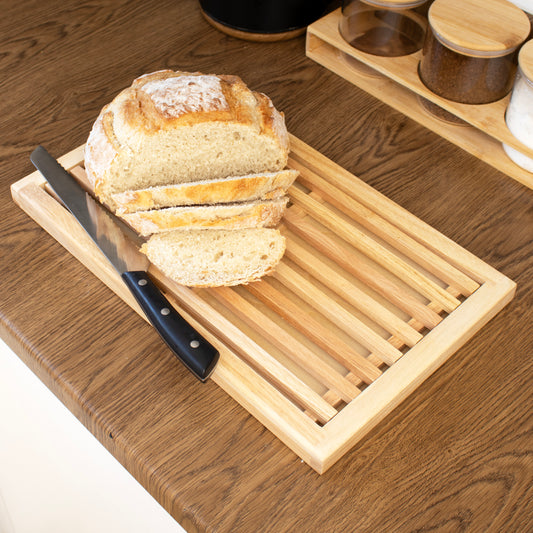 Rubberwood Crumb Catcher Bread Board