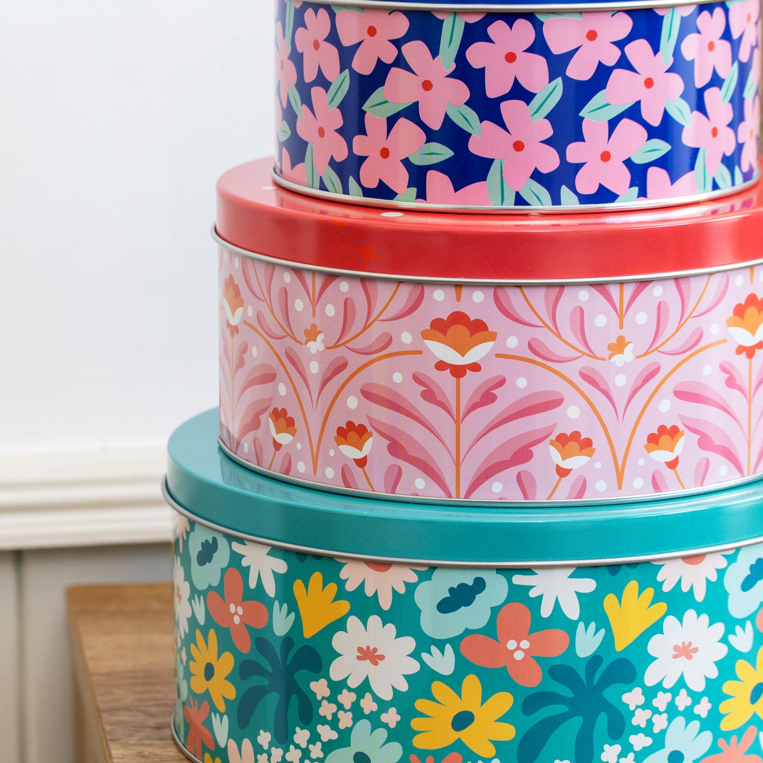 Set Of 3 Floral Meadow Nesting Cake Tins
