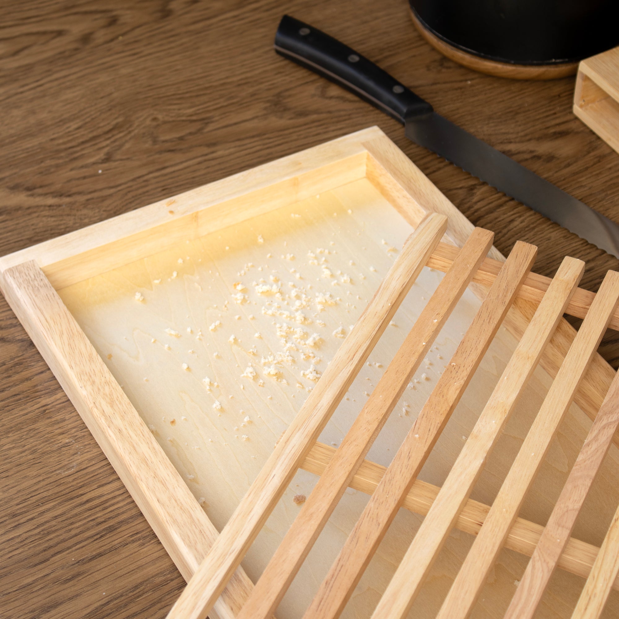 Rubberwood Crumb Catcher Bread Board