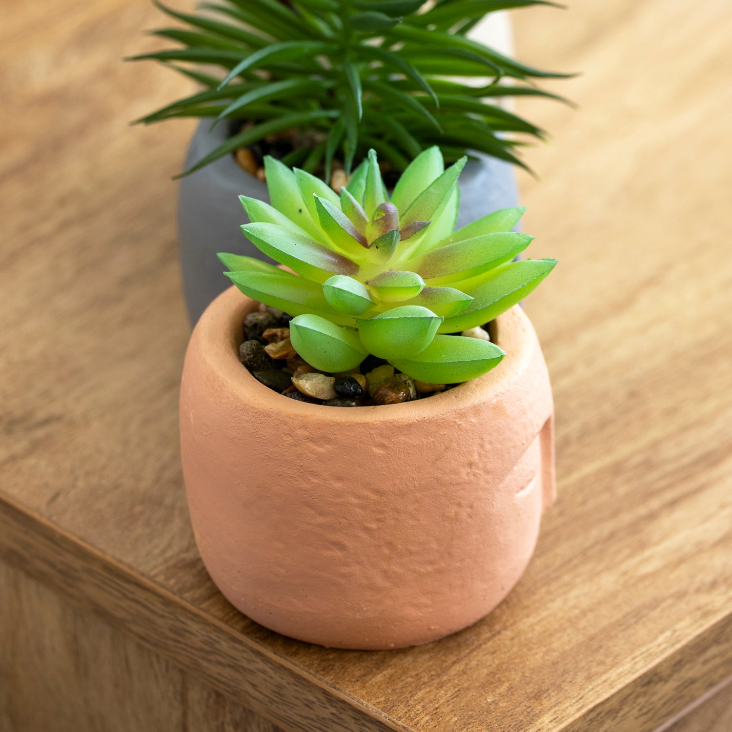 Set Of 3 Cement Buddha Head Artificial Succulents