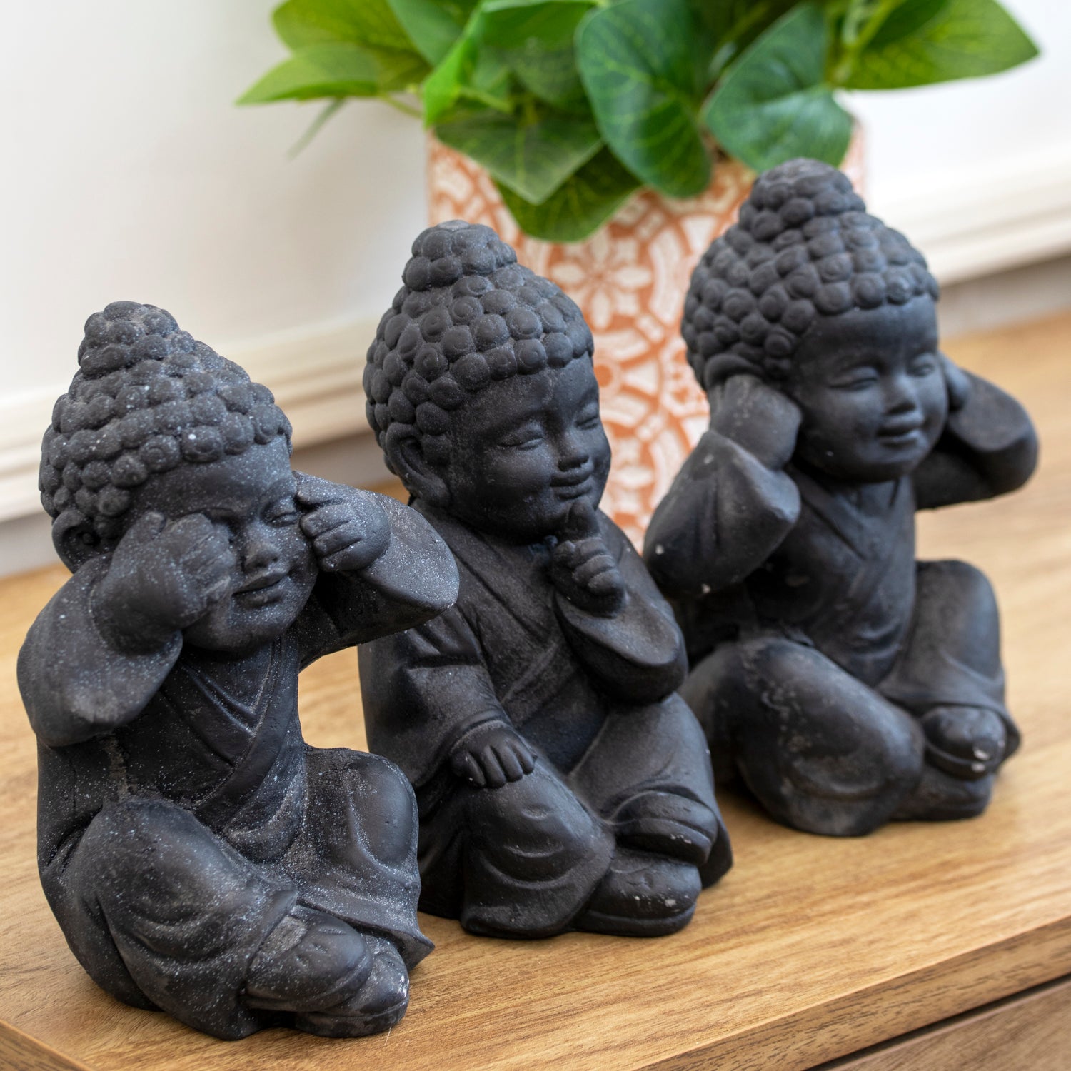 Speckle Black Three Wise Buddha Ornaments