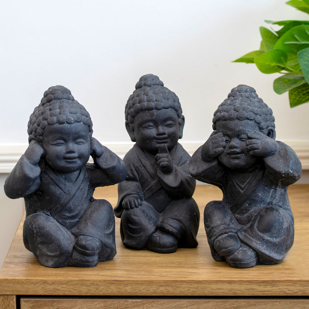 Speckle Black Three Wise Buddha Ornaments