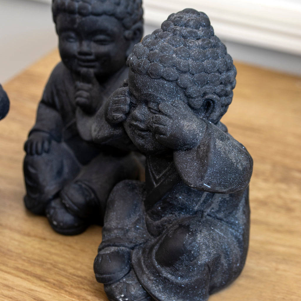 Speckle Black Three Wise Buddha Ornaments