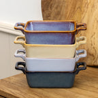 Set Of 4 Dark Reactive Glaze Mini Oven Dishes