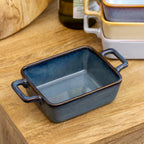 Set Of 4 Dark Reactive Glaze Mini Oven Dishes